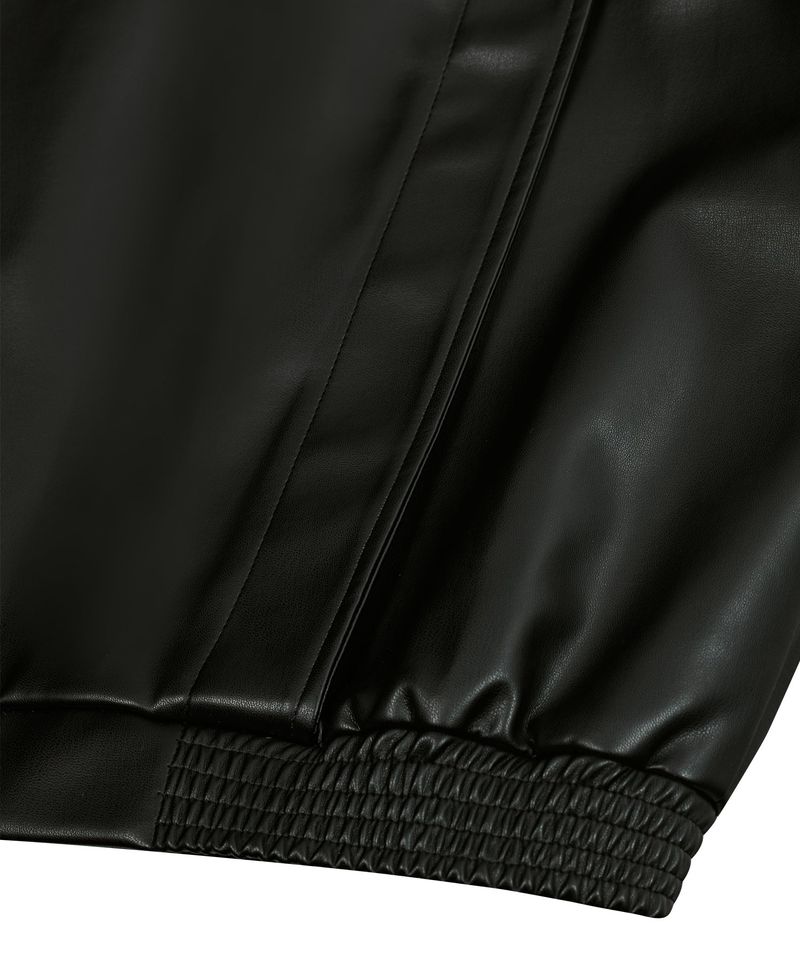 87-STAN028 [Vegan Leather] Multi Placket Leather Jacket Black