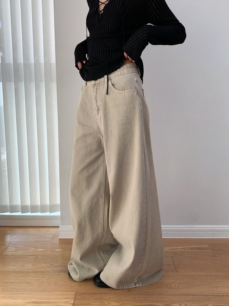 Four Seasons Wide Washed Cotton Pants