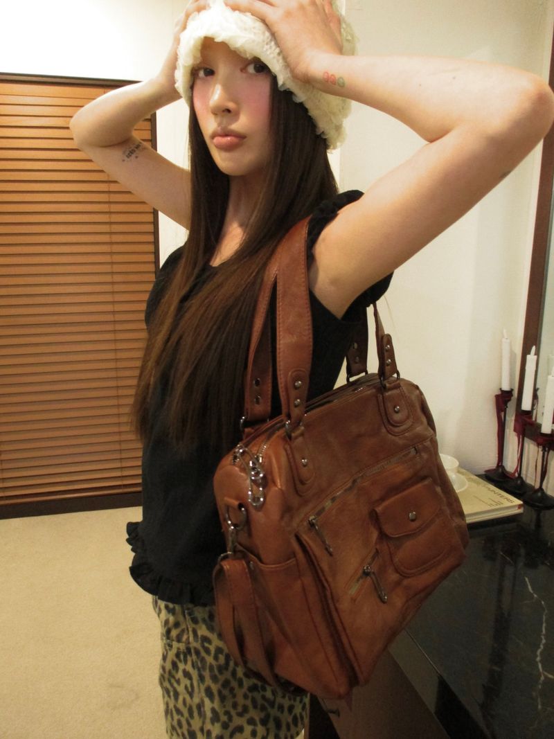 leather big soft 2way bag