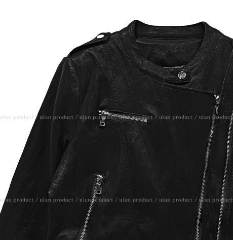 Dock Unbalance Zipper Crop Leather Jacket
