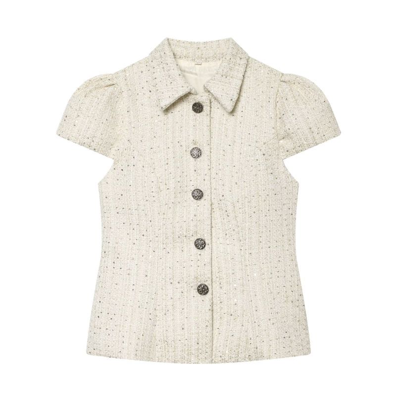 Lurex Tweed Puff Blouse