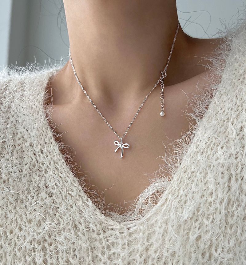 rri Ballet Core Silver 925 Silver Ribbon Fresh Pearl Two Way Guest Look Necklace