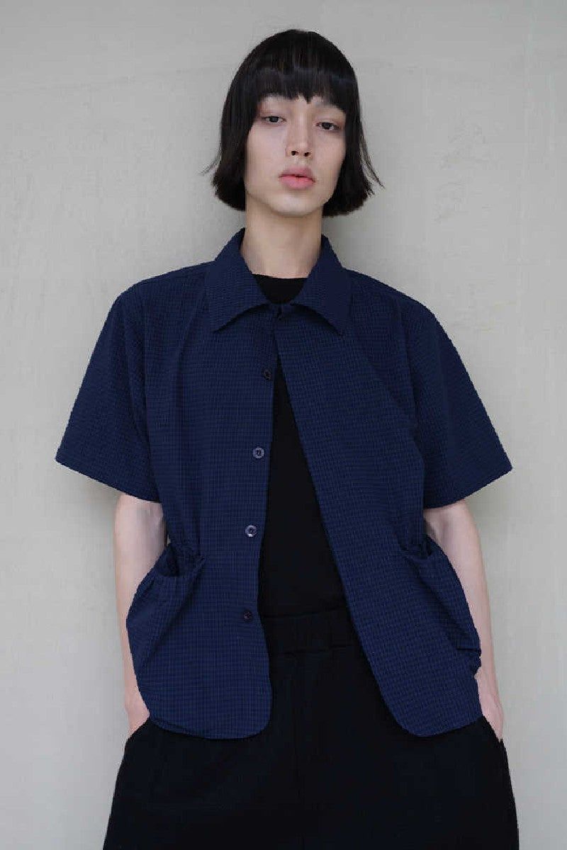 JCAESAR(ジュリウス・シーザー)の「Drawstring Crinkle Short Shirt(Tops)」