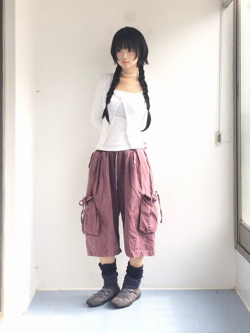 washing ribbon pocket cargo pants