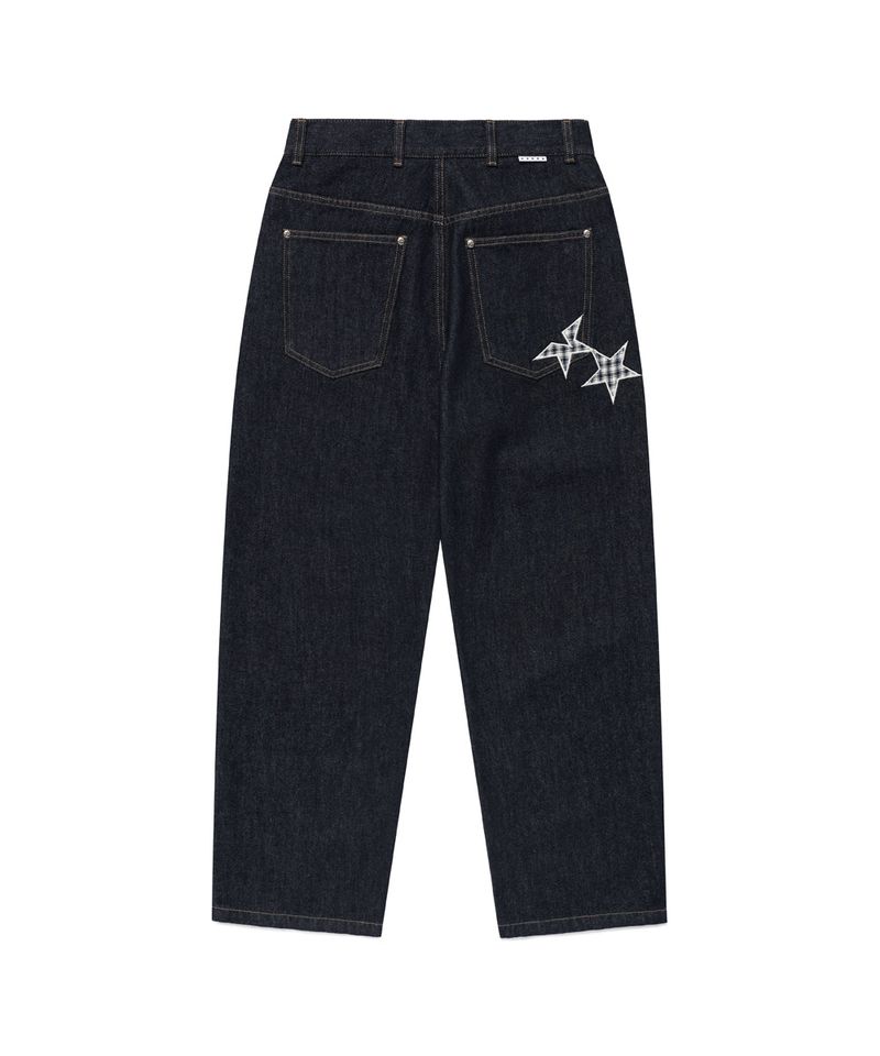 CHECK APPLIQUE DENIM PANTS BLUE(CV2GSFD111A)