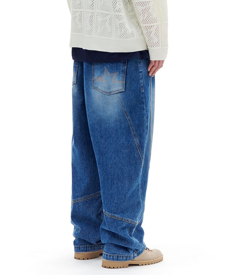 PANEL LINE DENIM PANTS (BLUE)