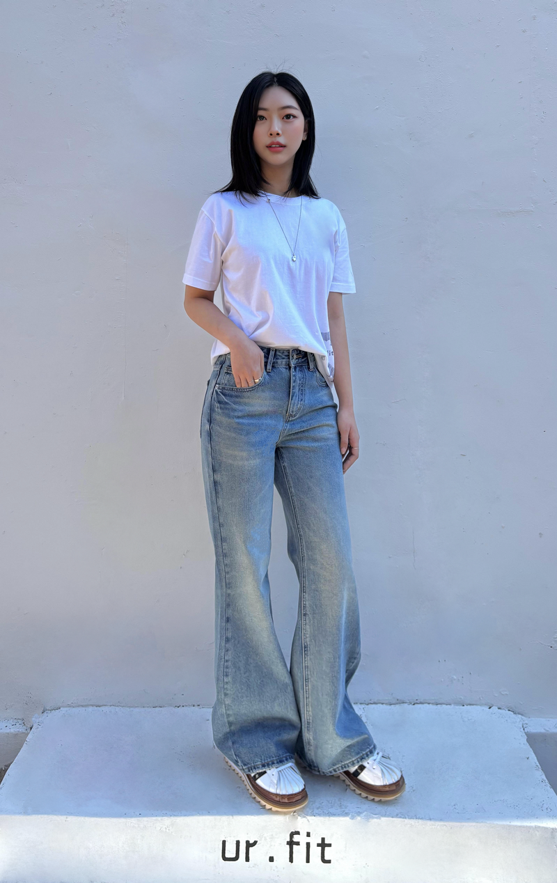 REGULAR SEMI BOOTCUT DENIM PANTS code 25007