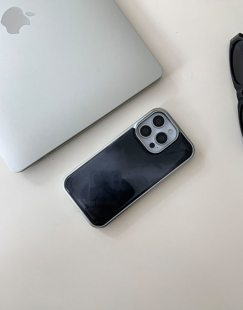 [MADE]Misty Black シルバーエポキシ iPhoneケース