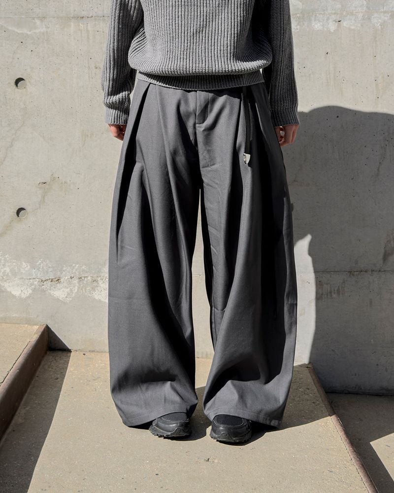 Ian Double-Pleat Wide Slacks