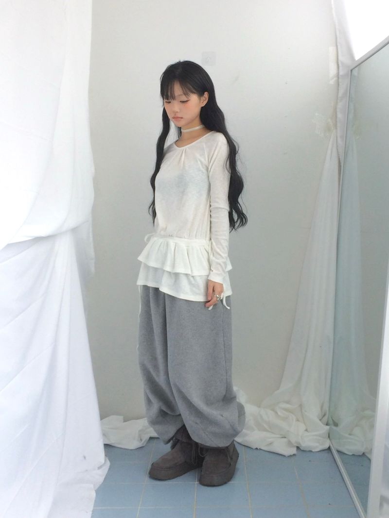 side strap frill dress