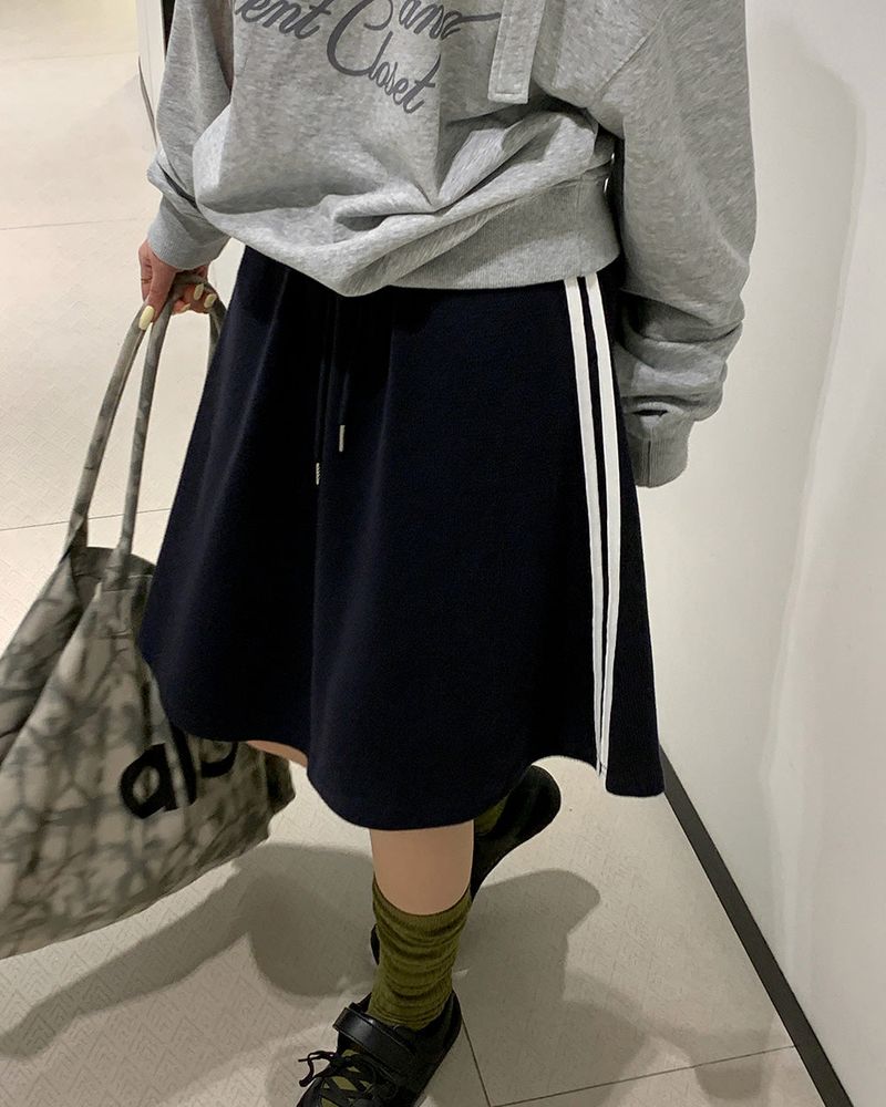 [ORIGINAL] Coconut Track Waffle Midi Skirt