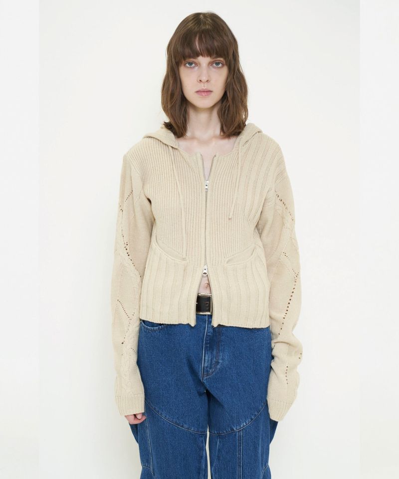 VIAVANDA（ヴィアヴァンダ）の「DOUBLE ZIP KNIT HOODIE（Tops）」