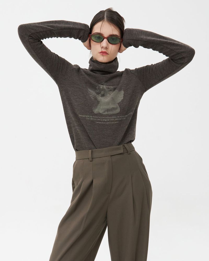 PLASTER CAST TURTLENECK KNIT-BROWN