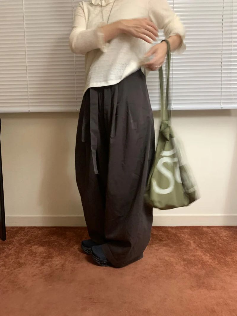 Belted cotton pants