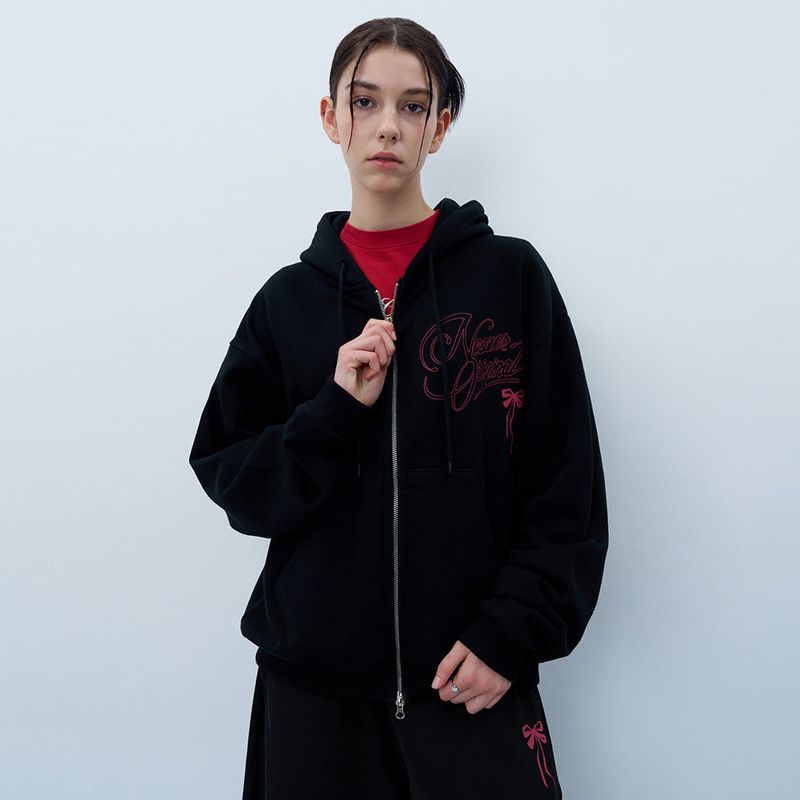NCOVER(エンカバー)の「PINK RIBBON LOGO HOODIE ZIPUP-BLACK(Tops)」