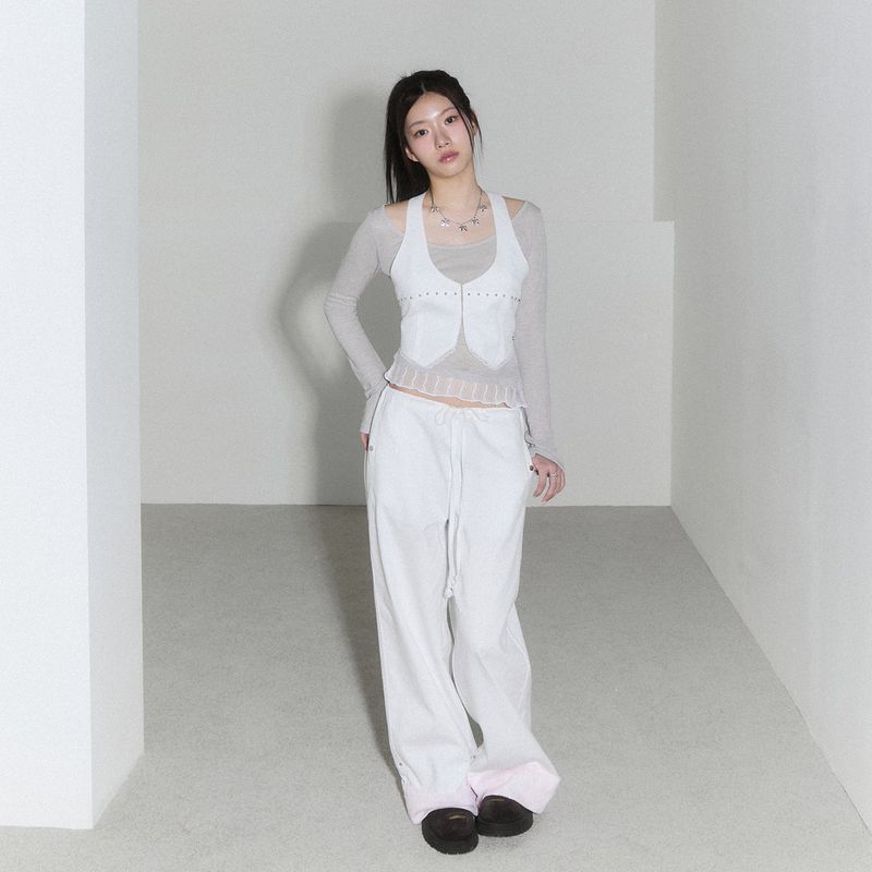 sheer layered unbal sleeve - grey