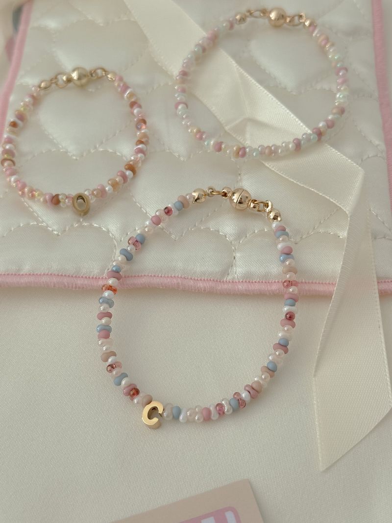Baby Cloud Beads Initials Bracelet