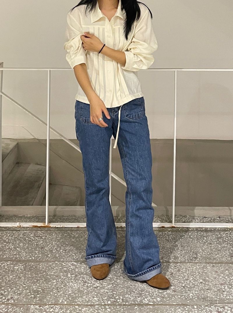Lumiere string pintuck blouse