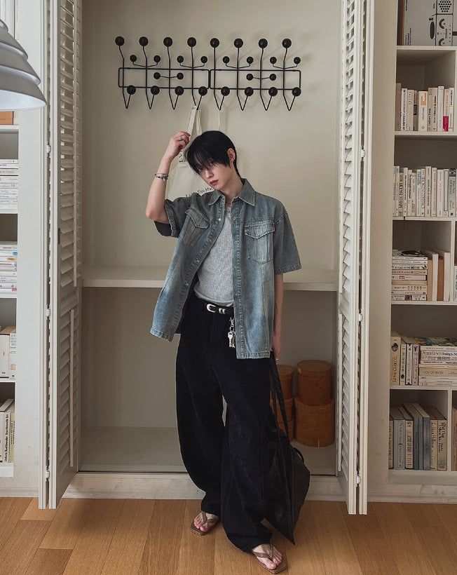 Bart Camo Cutout Wide Denim Pants