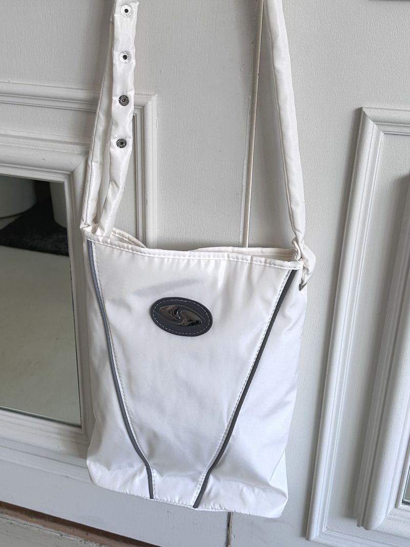 Byten Nylon Snap Button V Logo Crossbody Bag