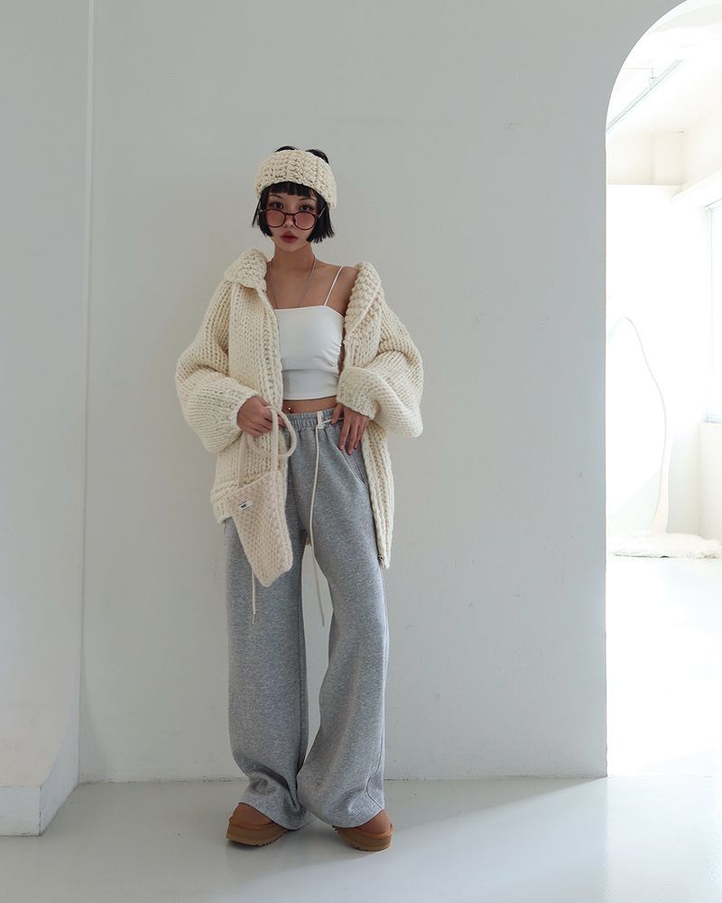 [Handmade] Wool knit zip-up jacket