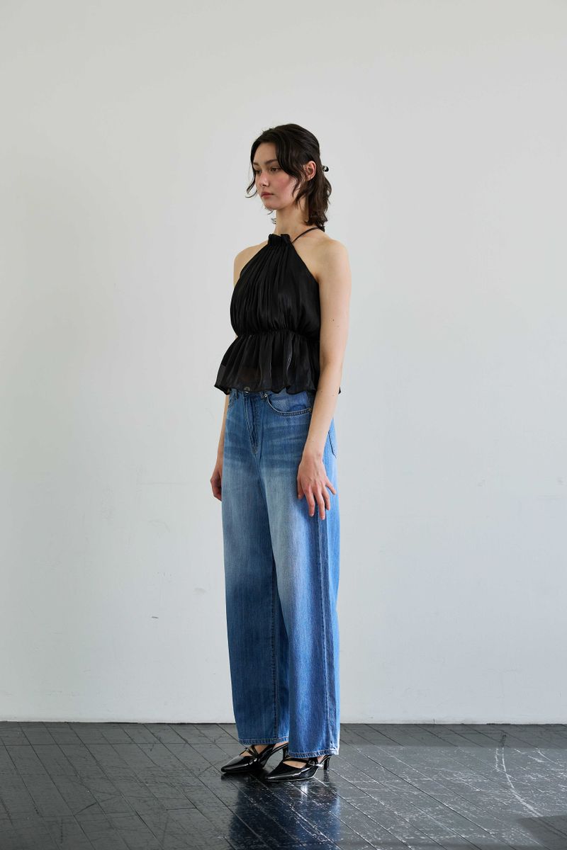 PEARL HALTERNECK TOP / BLACK
