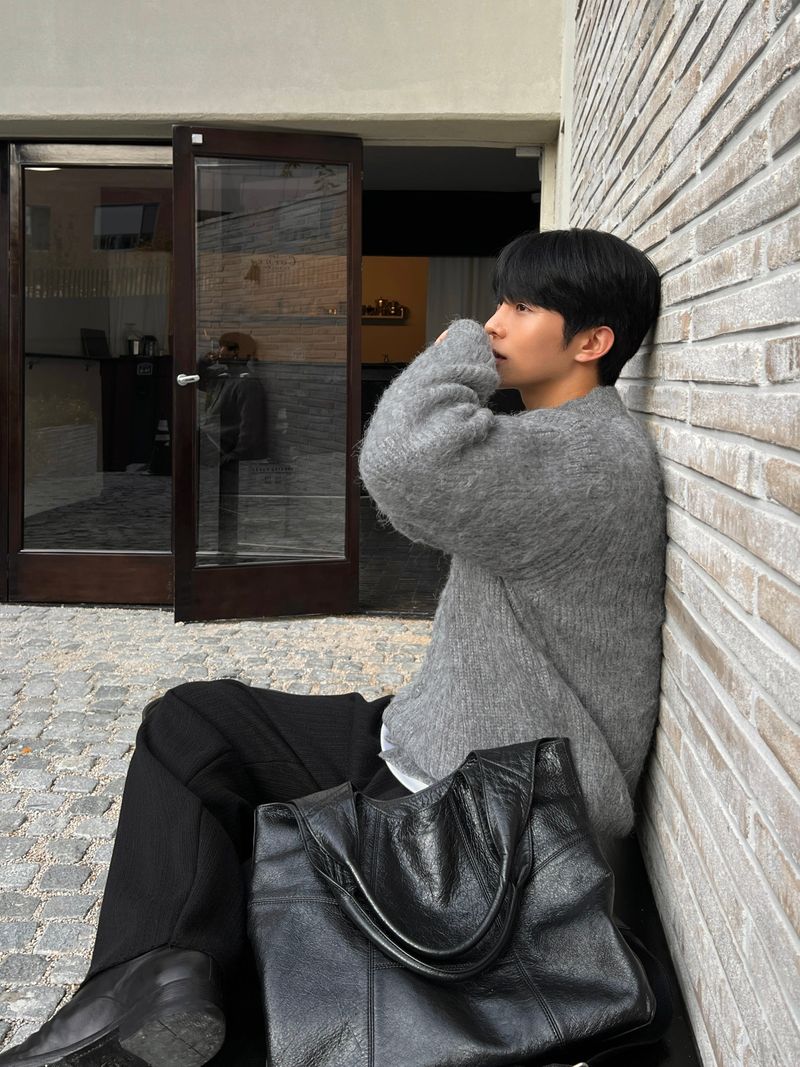 Brush wool cardigan