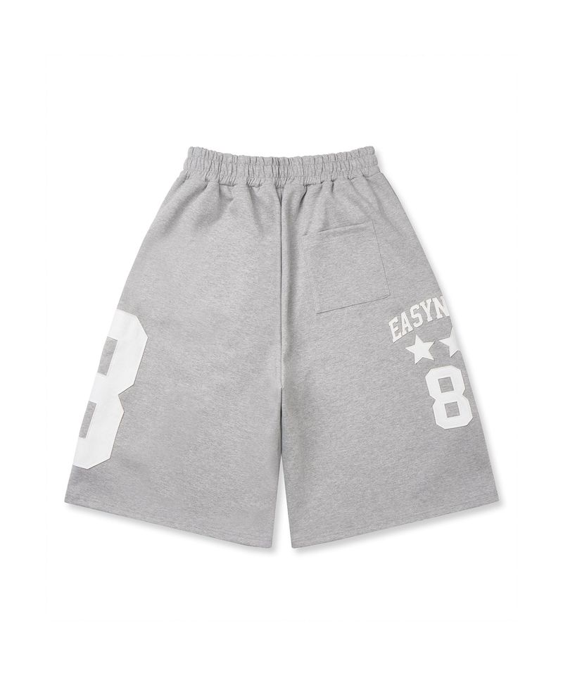 Numbering Patch Bermuda Sweat Pants - Gray