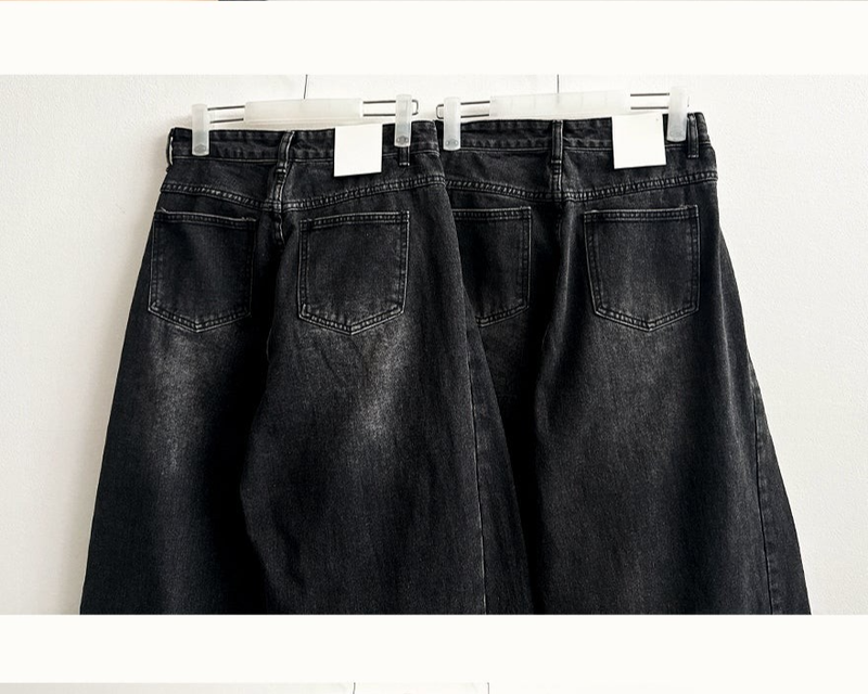 Romine side pin tuck brushed denim wide pants