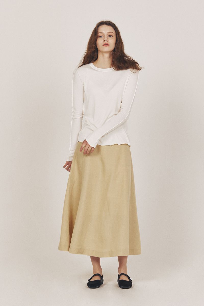 linen flare skirt