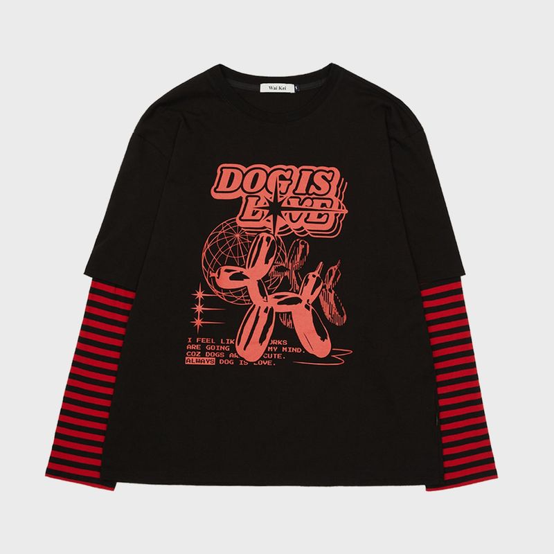 Magic balloon dog layered long sleeve tshirts