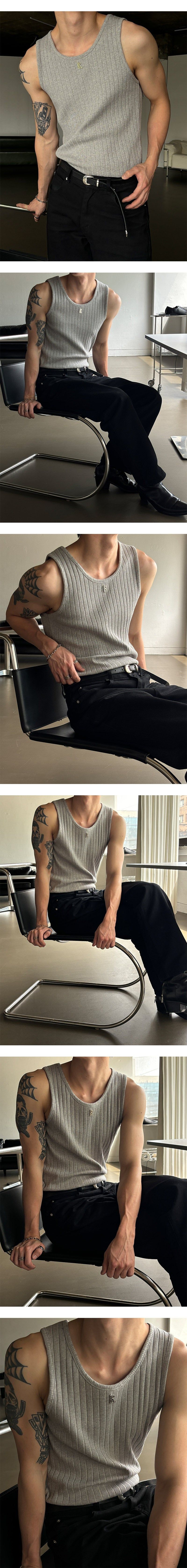 [S/S] High ribbed logo sleeveless(6color)