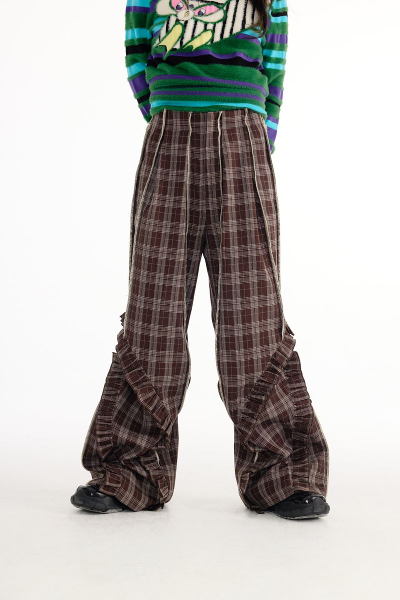 Lace plaid pants