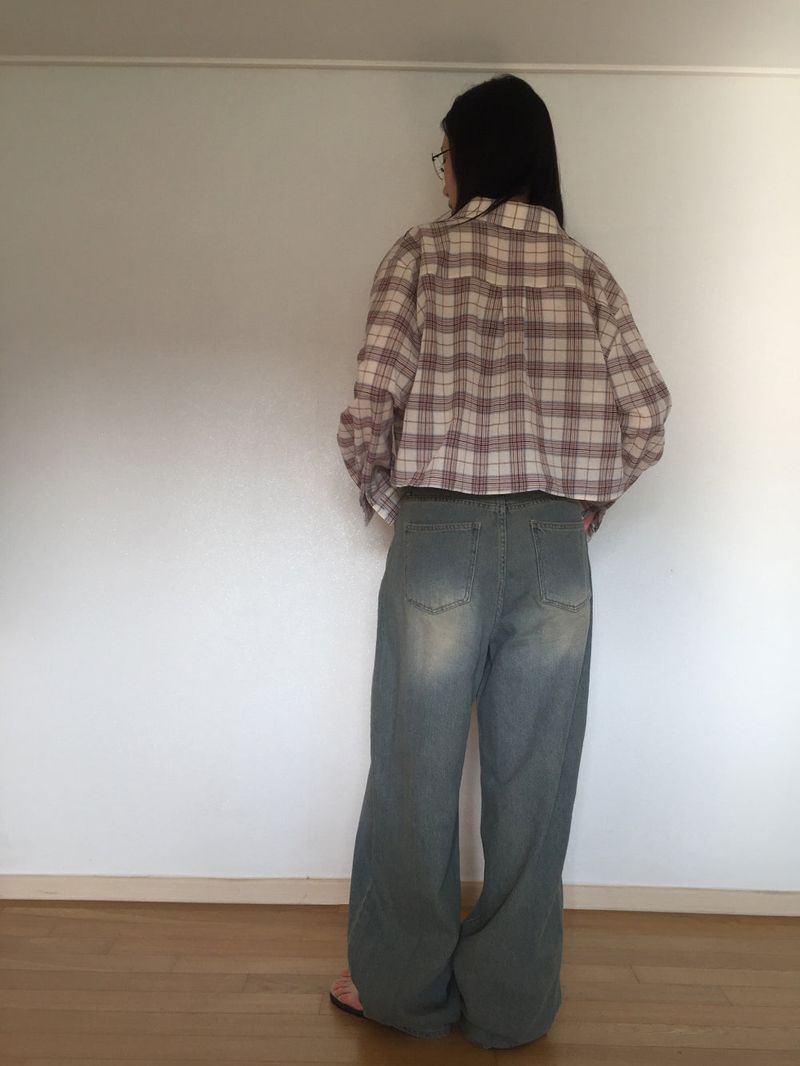 Check crop shirt (2 colors)