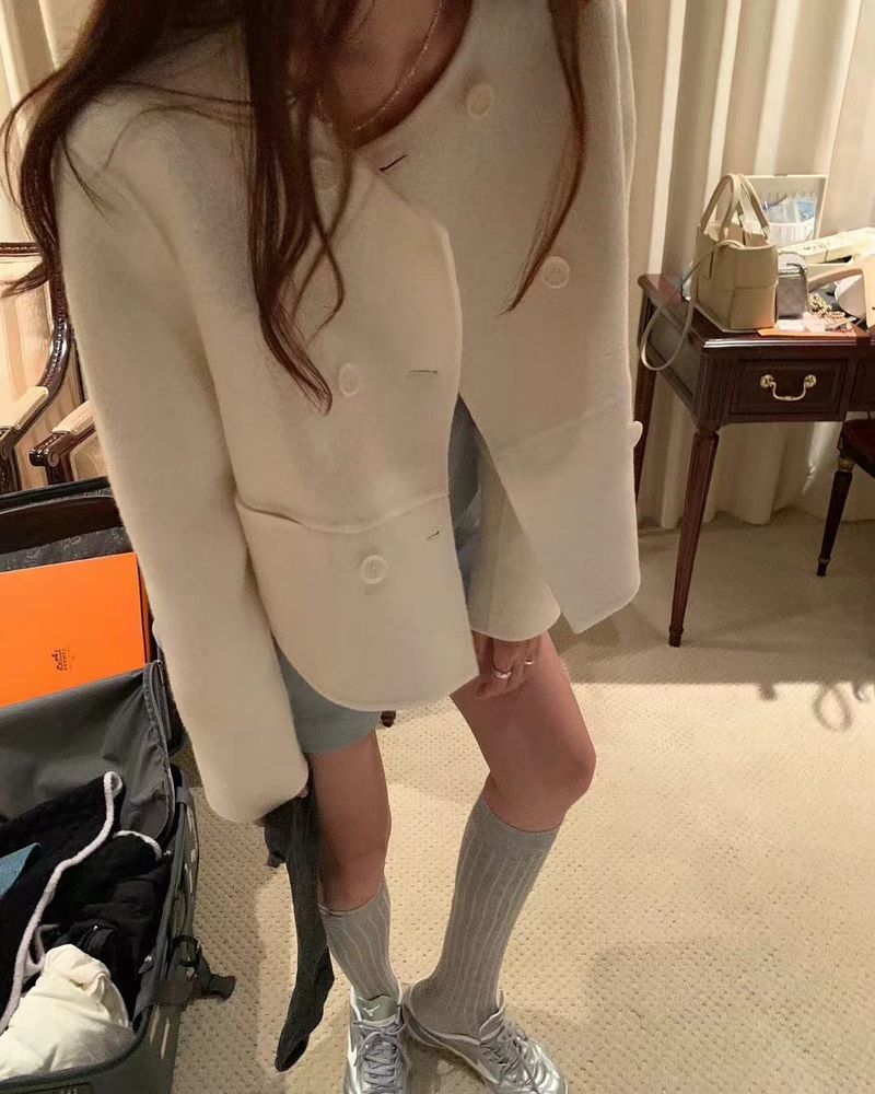 Little Paris Double-breasted Short Wool Coat