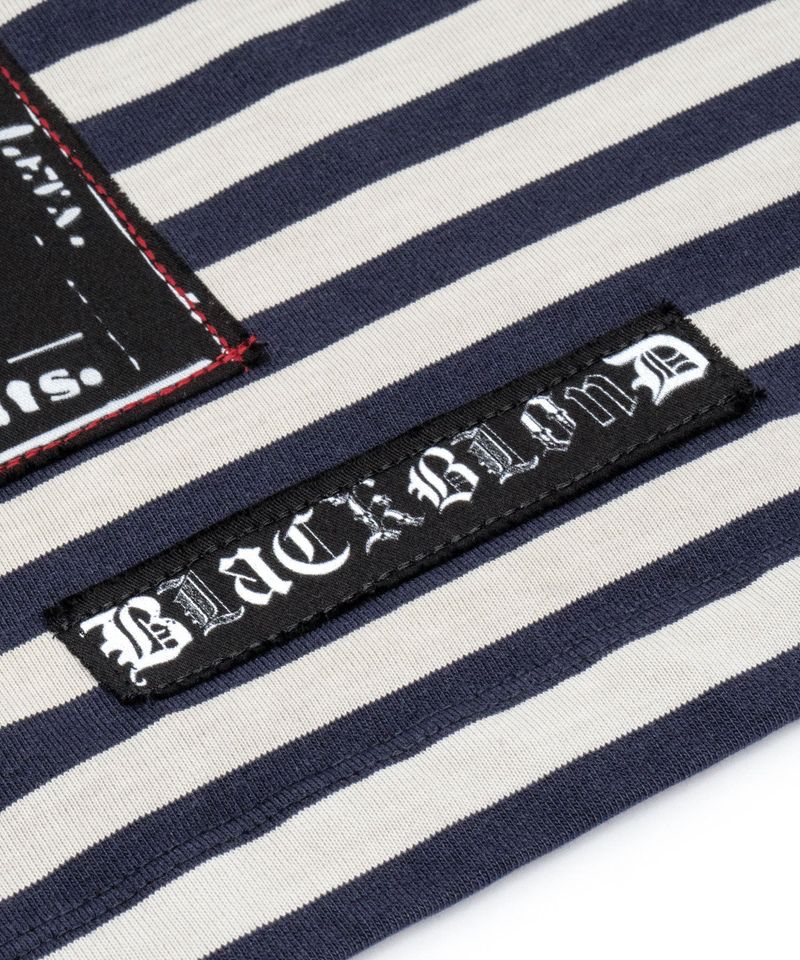 BBD アングザイエティ マルチ パッチ ストライプ Tシャツ(Navy&Sand)