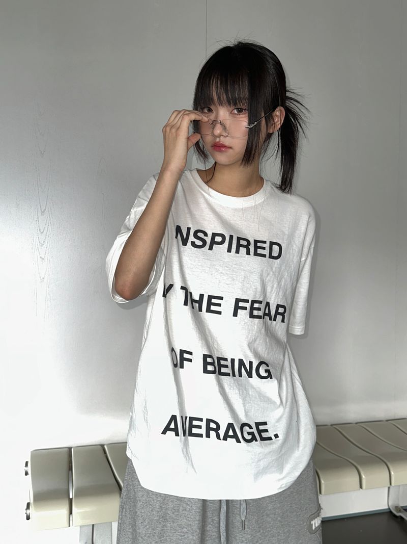 ノーマリー ヒップ レタリング プリント オーバーサイズ ロング Tシャツ 3カラー