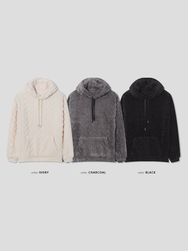 Fleece Cable Knit Hoodie (3 Colors)