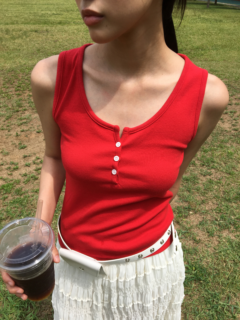 ログヘンリーネックスリーブレストップス (5color)