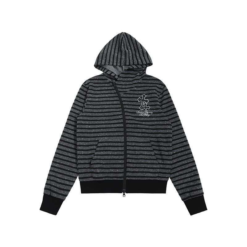 Cozy&Kitsch（コージーアンドキッチ）の「Evan Cross Embroidery Stripe Zip-up（Tops）」