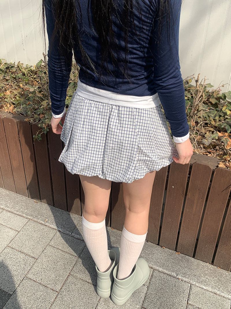 CHECK BALLOON SKIRT (2C)