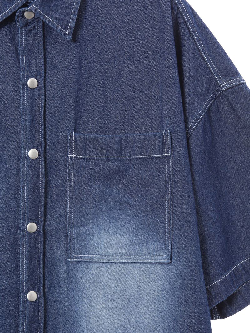 Deep ocean denim set up shirt 2C