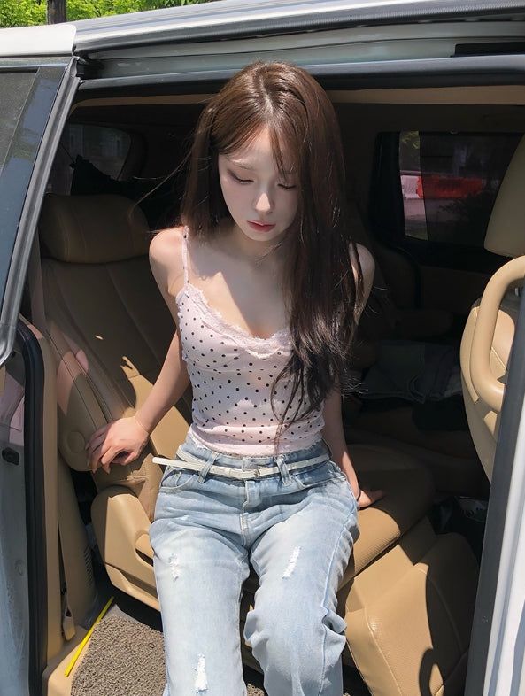 Naon Lace Washing Bootcut Denim Pants