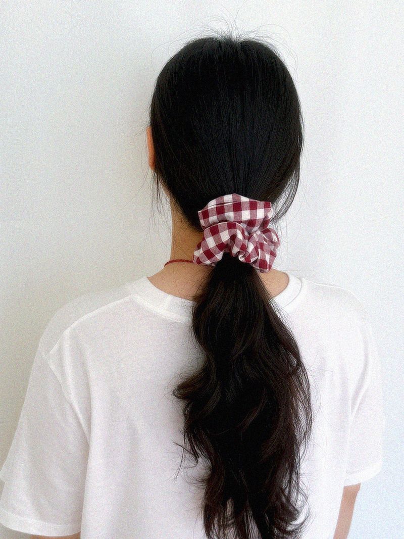 【MADE】Daily gingham check scurnch [RED, BLACK, PLUM]