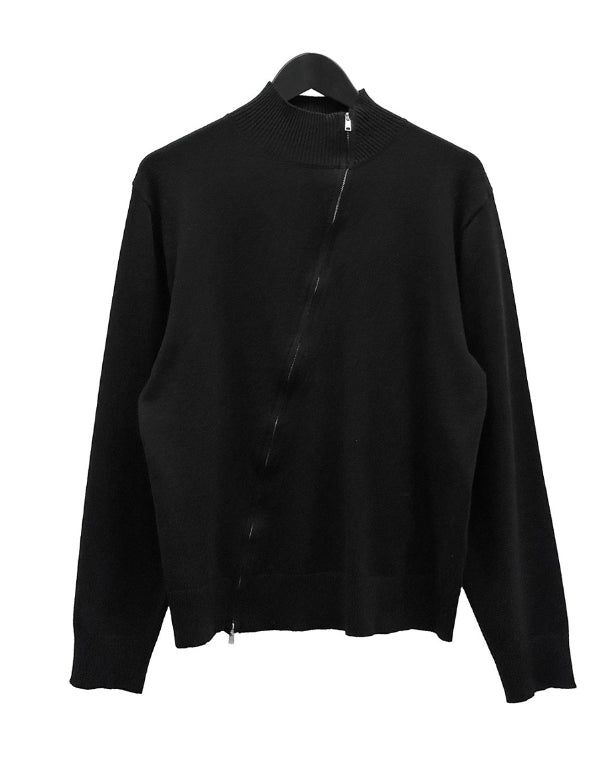(unisex) Oblique two-way knit zip-up
