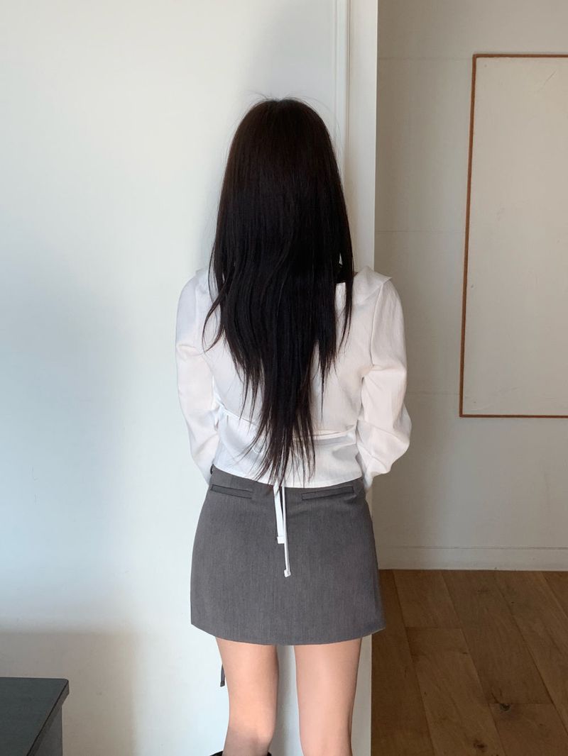 Slate Line Thin Belt Formal Mini Skirt