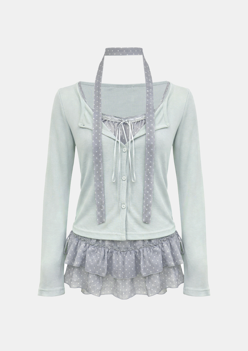 Sophie Dot Layered Cardigan Set