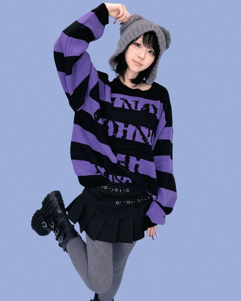 ストライプパンクボックスニット (2color)