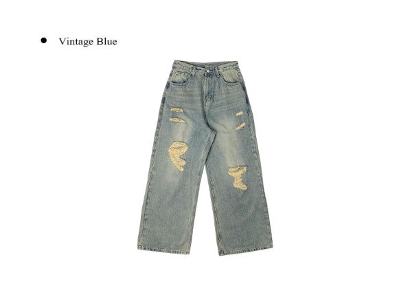 Formyu Damage Denim Washing Wide Pants
