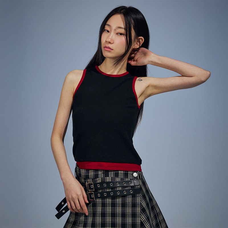 VETEZE（ベテゼ）の「Slim Fit Layered Sleeveless (Black/R)（Tops）」